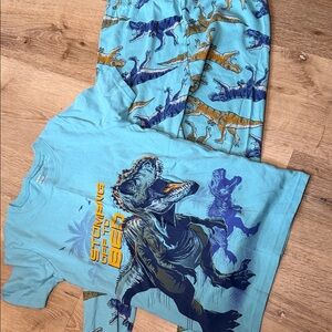 Carter's Light Blue Dinosaur Pajama Set with T-Rex Graphic